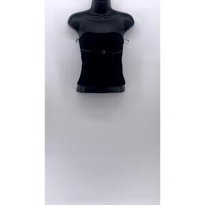 ZARA Women's Black Buckle Strap Open-Back Strapless Top SZ XS